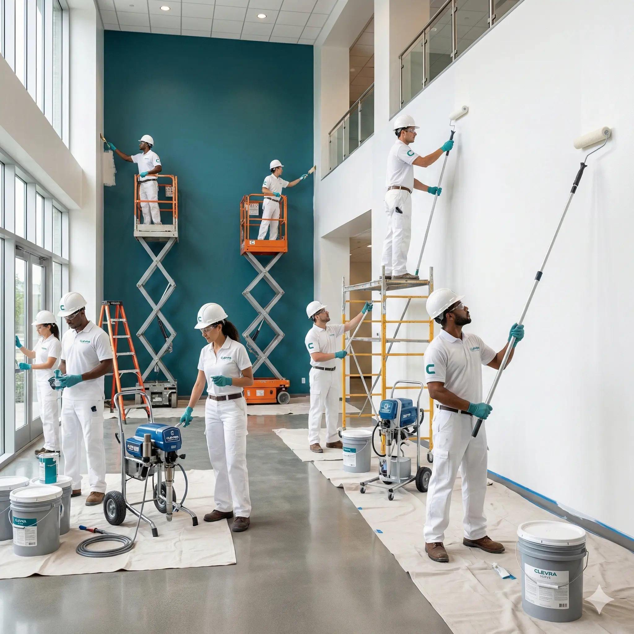 Commercial painting and finishing works - Professional team